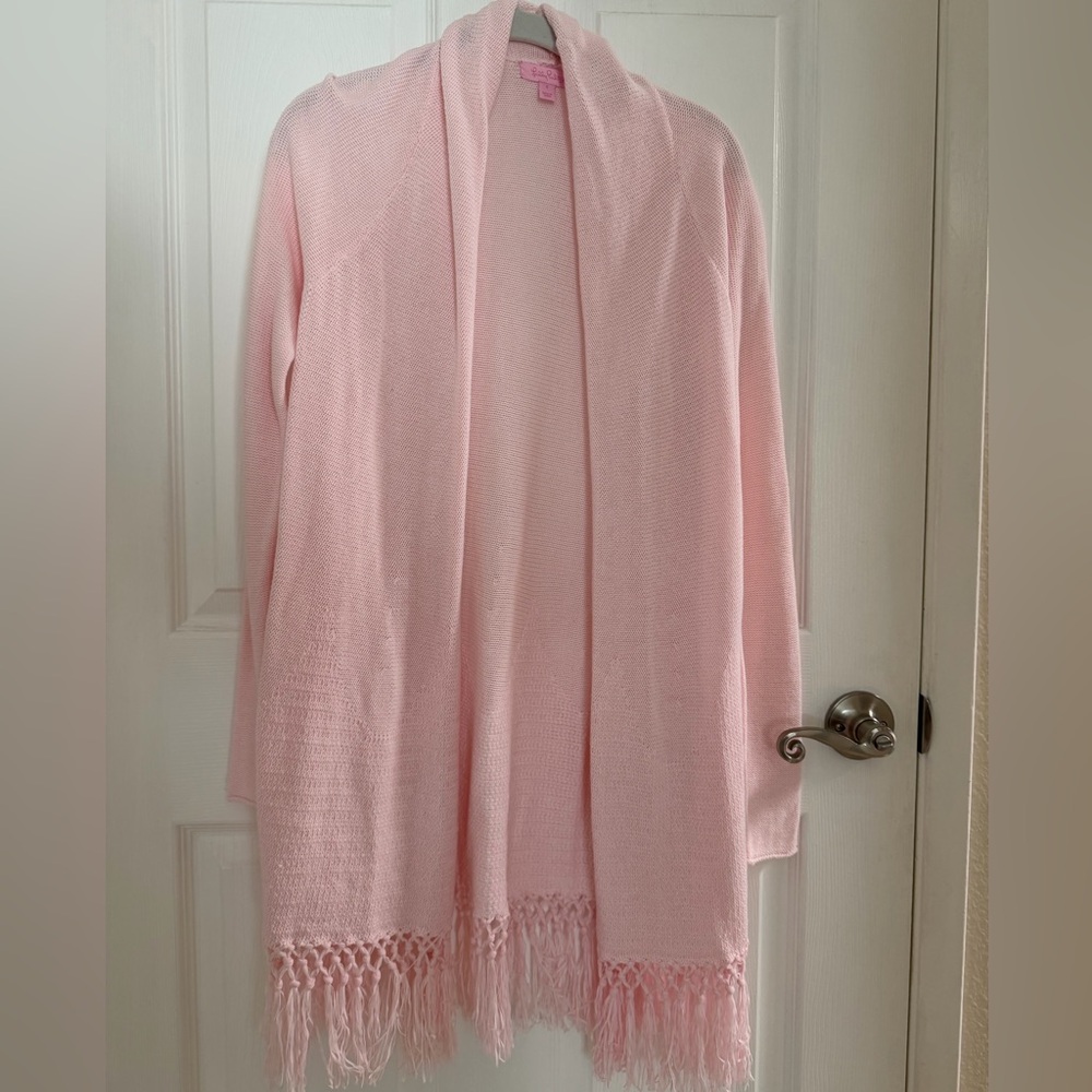 Lilly Pulitzer Light Pink Tatum Open Front Cardigan Sweater
